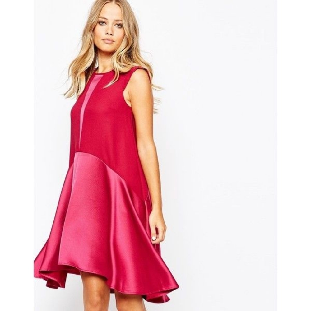 Y-A-S, yasvinchy dress, deep pink, has pockets, capped sleeve BNWOT, size 8 - Picture 1 of 11